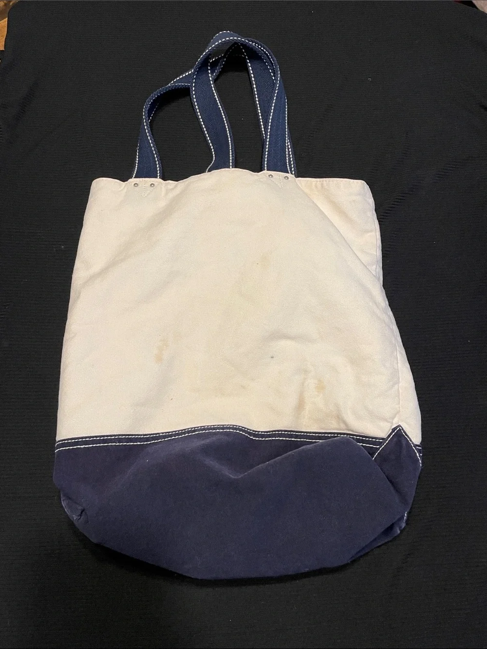 VTG LOVE Canvas Tote Bag in Navy and Cream
